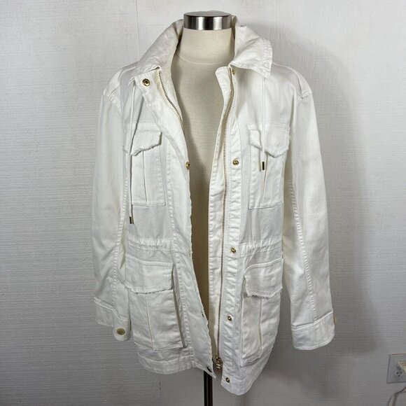 ATM Anthony Thomas Melillo M Womens White Field Full Zip Drawstring Zip Up Hood - Picture 11 of 13